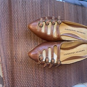 Chinese Laundry, four strap Kitten-Heels in Brown.  Size 7M.  Never worn